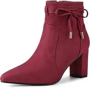 [Allegra K] Women's Pointed Toe Block Heel Zipper Ankle Boots