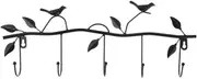 DRBASJHFO Wall Mount Iron Leaf Bird Coat Hook Rack 5 Hooks Multicolor(Black)