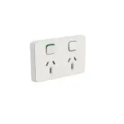 Clipsal Iconic Series 2 Switched Sockets - 15 A - Vivid White - 3025/15-VW