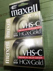 2 Maxell Cassette HGX-GOLD TC-30 Camcorder Video VHS C Premium NEW SEALED