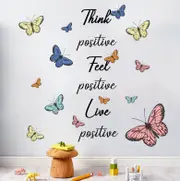 Wall Stickers Removable Butterfly Think Feel Live Living Room Decal Art Decor