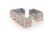 7 Piece Garden Lounge Set with Cushions Solid Pinewood vidaXL