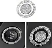 MICROCK Bling Accessories for Land Rover Range Rover Evoque Jaguar XJ XE XF F-Type F-PACE I-PACE E-PACE Ignition Start Button Rhinestone Crystal Switch Ring, 2pcs