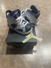 Nike Air Jordan 6 Retro White Blue Olympic TD Toddler Shoes DV3606-164 Size 3C