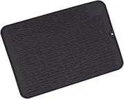 Dish Drying Mat, 40cm x 30cm Silicone Draining Board Non-Slip Heat Resistant Mat for Hot Pots Pans Dishes Spoon Rest (Black)