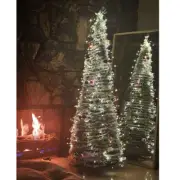 Pre-Lit Christmas Tree White, Foldable 6FT Snow Flocked Xmas Tree with LED Light