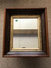 Victorian DEEP WELL Solid WALNUT 17”x15” ORNATE c.1885 FRAME with 11”x 9” MIRROR