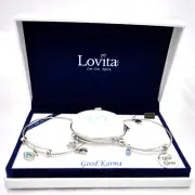 Lovita~~Good Karma~~Live~Love~Inspire~~Bangle Bracelet & Charms Set~~NIB