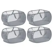 Mesh Laundry Hamper, 4 Pack Collapsible Laundry Baskets Laundry Bag, Gray