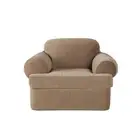 SureFit Stretch Pinstripe T-Cushion Chair Cover, Form Fit, Polyester/Spandex,...