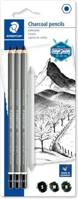 Staedtler Mars Lumograph Charcoal Pencil with Stump, Assorted (Pack of 3)