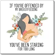 Novelty If Your Offended by My Breastfeeding Pun Sayings Hilarious Lactate Lactating Mom Comical Slogan Magnets 4" × 4"