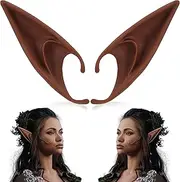 Renaissance Long Brown Fairy Elf Ears - Cosplay Fairy Ears Pixie Pointy Ears Vampire Elven Ear Brown Skin for Women Christmas Halloween Renaissance Costume Makeup Accessories for Masquerade Party