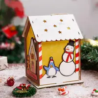 在飛比找ETMall東森購物網優惠-圣誕節木質小屋 兒童創意手工DIY雪屋彩繪涂鴉木制房子發光餅