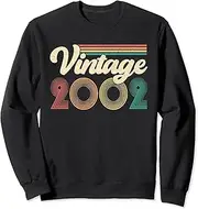 [X.Style] Vintage Made in 2002 21 Year Old Retro 21st Birthday Sweatshirt ds1926 Sweater (XL) Black