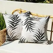 Woaboy Outdoor Waterproof Cushion Covers with Leaf Patterns Pillow Covers Decorative Polyester Pillowcase for Garden Sofa Living Roo Indoor Furniture 2 Pieces 18 x 18 inch 45 x 45 cm Brown