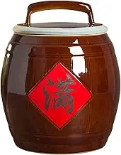 EKDJSN Ceramic Rice Storage Container, Ceramic Rice Bucket with Lid, Ceramic Rice Storage Jars, Sealed Ceramic Rice Cylinder, Food Dispenser Storage Tank, for Rice, Grain, Flour(10kg)