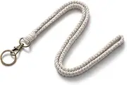 MORSUNBELA Hand Wrist Strap Lanyard Handmade Lanyard Neck Strap White Lanyard Universal lanyard Bohemian Style for Women and Girls Work ID card lanyard keychain