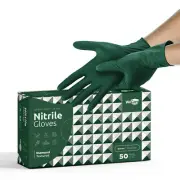 WeCare 8 mm Nitrile Heavy Duty Gloves Diamond Grip Latex Free Medium Green 50 Ct