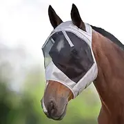 Harrison Howard CareMaster Thick Fleece Padding Translucent Fine Mesh Horse Fly Mask Standard Silver/Black Retro Large Full Size