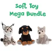Cuddle Cub Soft Toy Mega Bundle 3 Animals Lynx Dog Wolf Plush Teddy Bears