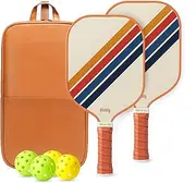 Pickleball Paddles Set of 2 - USAPA Approved Graphite Pickleball Racket, 2 Pickleball Rackets, 4 Balls and 1 Portable Carry Bag, Pink Pickle Ball Set for Men Women Beginners, Retro Twill