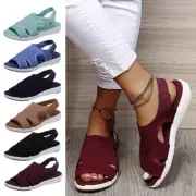 Womens Ladies Casual Orthopedic Shoes Wedge Sandals Walk Slingback Summer Flats
