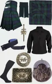 Men's Traditional Tartan kilt Outfit 10 Pieces Welsh Style Wedding kilt set.