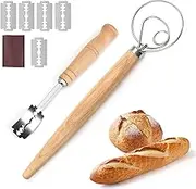 3 Pieces Bread Whisk, Bread Dough WhiskDutch Whisk,Danish Dough Whisk for Sourdough,Danish Dough Whisk and Bread Lame Set,Bread Making Tools and Supplies for Cake Bread Pizza Pastry Biscuits