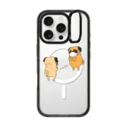 iPhone 16 Pro Impact Ring Stand Case MagSafe Compatible Social distancing Pug Hugs
