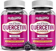 Quercetin Gummies for Kids and Adults, 1000mg Quercetin with Bromelain Vitamin C Zinc and Elderberry Supplement Organic, Chewable Gummies Vegan for Immunity Allergy Support, 120 Count