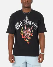 [ED HARDY] Ed Hardy Mask Of Mischief T-shirt Black Acidwash - Size L L Black Acidwash