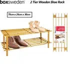 2 Tier Shoe Rack Wooden Storage Shelf Organiser Cabinet Bench Hallway Stand