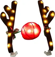 CHILDWEET Reindeer for Car Led Antlers Christmas Decor Red Nose Car Kit Add Character to Your Vehicle