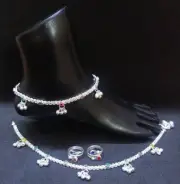 Anklet Silver Plated Ankle Chain Toe Ring Anklets Women Indian Payal Bracelet