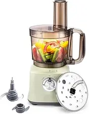 BEAR Food Processor, 500W Multifunctional Vegetable Chopper & Meat Grinder for Chopping, Slicing, Grating, Pureeing and Kneading Dough, 1.5L Bowl, Reversible Disc, Stainless Steel Blade & Dough Blade