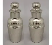 Cocktail Shaker Stainless Steel Fluted Wall Locking Strainer 3"Dia 8"High Set/2