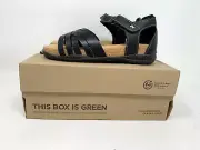 Clarks Roseville Cove Women 5 Leather Sandal Shoe Black Strappy Open Toe Flat