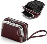 [ANEW] Detachable 2 in 1 Purse Wallet, Credit Card Holder Wallets with Cion Purse for Women, Womens Wallet with Zipper Wristband(Dark Red), Dark Red, Modern and Elegant