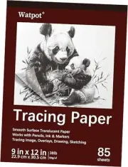 Tracing Paper 9x12 inch, 85 Sheets Translucent Tracing Paper Pad, 38lb/60gsm