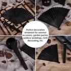 Decoration Black Silk Folding Fan Bamboo Fans Ribs Hand Held Chinese Style