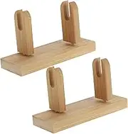 2pcs Bamboo Fan Holder Handheld Fan Display Stand Elegant Display Base For Home Decoration Smooth Polished Surface Lightweight And Portable Rack