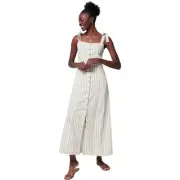 Faherty Dream Cotton Tie Dress Women's size S NWT Midi Button Front Striped