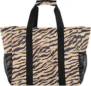 [sanluoli] Tote Bag Foldable Tote Bag For Beach Sandproof Canvas Canvas Laundry Bag, Animal Print Light Brown, 1 size