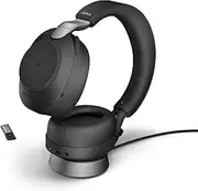Jabra Evolve2 85 Noise-Canceling Wireless Over-Ear MS Stereo Headset with Stand, Black