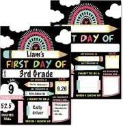Whaline Boho Colorful First and Last Day of School Chalkboard Rainbow...