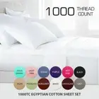 1000TC Luxury EgyptianCotton Flat Fitted Sheet Set Single/Double/Queen/King Size