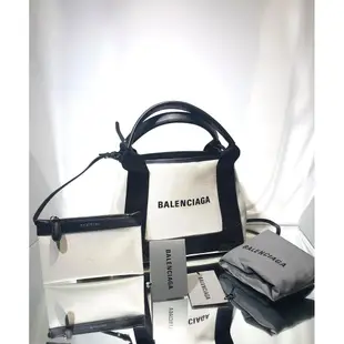 Balenciaga 390346 XS Navy 經典帆布包 附可斜背長肩帶 黑白經典款