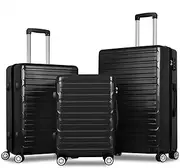 [ALFORDSON] 3PCs Hardside Luggage Set 20" 24" and 28" Black Color, Hardshell Suitcases Setting with TSA Lock & Wheel Spinners, Carry-on & Checked Baggages 3-Piece Pack