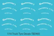 1/14 White Tire Decals for Scale Truck Modeling TBD465